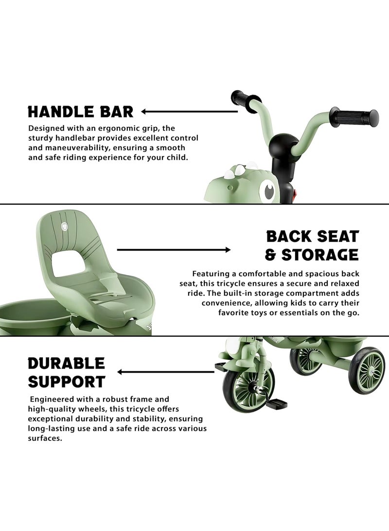 DubaiGallery Tricycle for Kids, Baby Cycle with Light and Music, Kids Tricycle with Back Storage Basket & 3 Wheels, Kids Cycle Bike For 2 to 5 Years Boys Girls  - Image 5