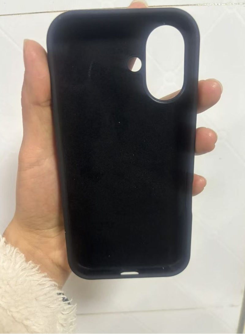 For iPhone 16 Large Hole Magnetic Liquid Silicone Phone Case Black - Image 3