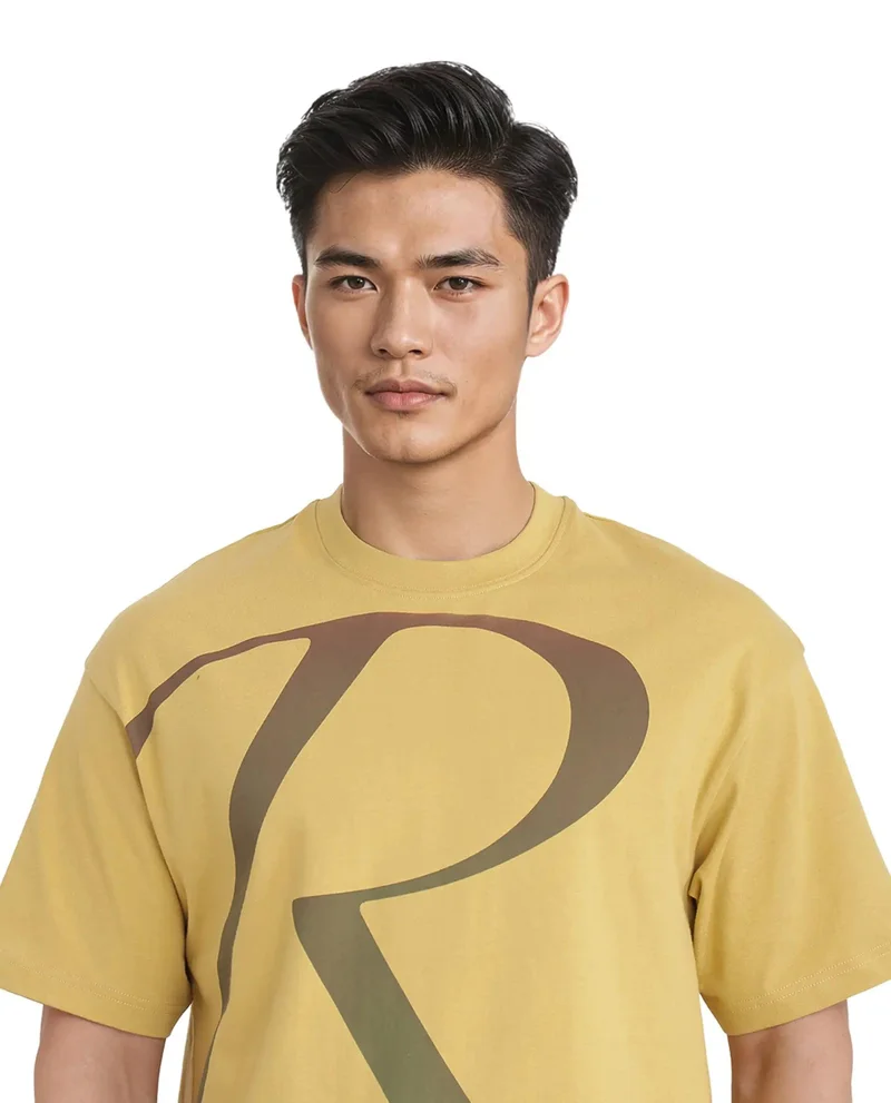 Rare Rabbit Men's Ombre Print Logo Oversized T-Shirt