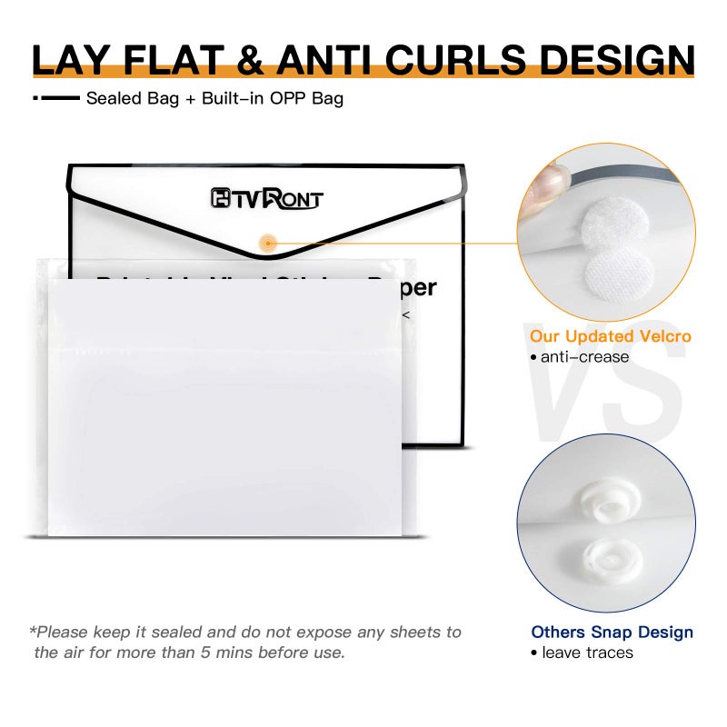 HTVRONT Printable Vinyl for Inkjet Printer & Laser Printer - 40 Pcs Glossy White Inkjet Printable Vinyl Sticker Paper, 8.5"x11" (140 g) - Image 3