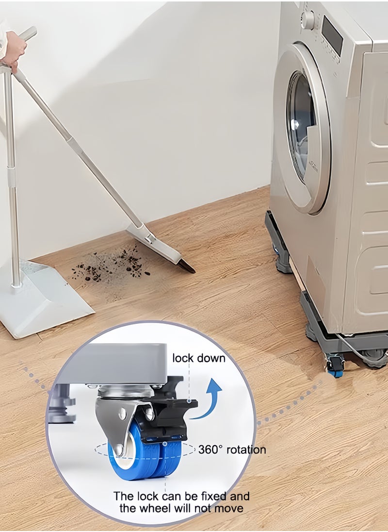 Mobile Base, Washing Machine Stand, Fridge Stand Base with 4 Locking Wheels and 8 Strong Feet