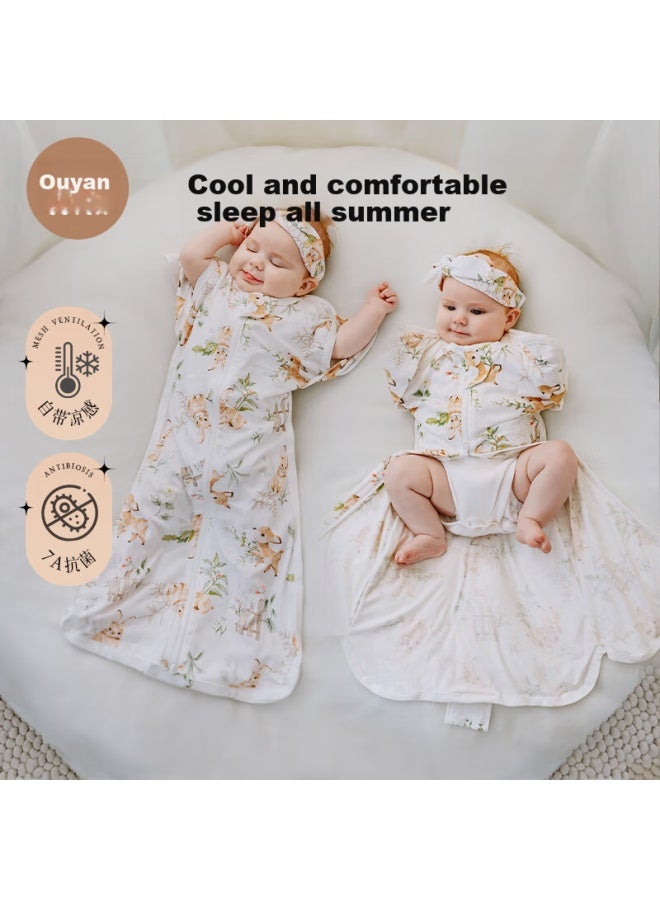Ouyun Bamboo Cotton Baby Sleeping Bag, Surrender-style Anti-startle Sleeping Bag, Spring And Summer Swaddle Wrap, Floral Encyclopedia, 65*26 - Image 2