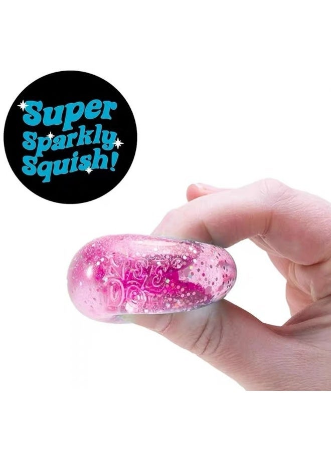 Needoh Teenie NeeDoh Quad Squad Fidget Toy Set, 4 Pack Mini Stress Balls with Sparkle, Crunch & Rainbow Styles, Soft Squeeze Sensory Toys for Kids & Adults, Perfect Party Favor Gift - Image 2