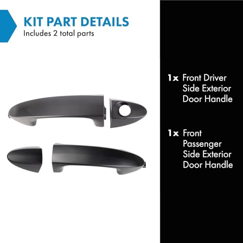 TRQ Left and Right Exterior Door Handle Set Drivers Side Compatible with 11-19 Ford Fiesta - Image 2