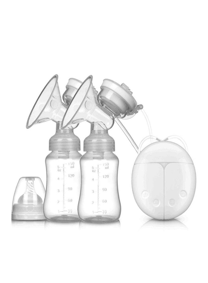 Convenient Double Electric Breast Pump With Milk Bottle (White) - Image 1