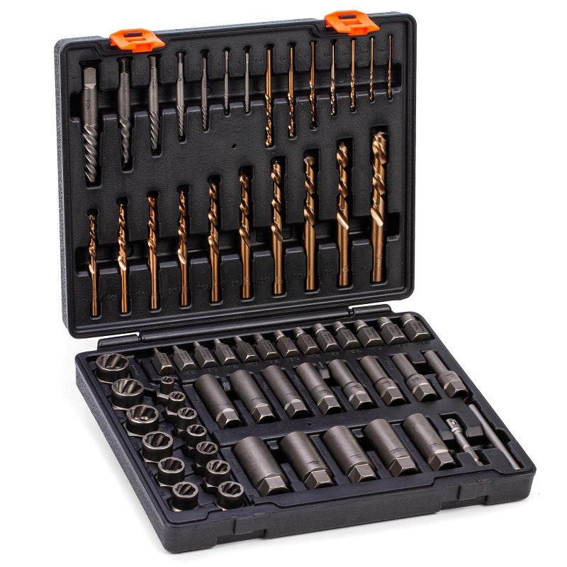 THINKWORK Broken Bolt Extractor Kit, 65 Pieces Easy Out Screw Extractor Set, Lug Nut Removal Tool with Left Hand Drill Bit Set for Removing Damaged, Frozen, Rusted, Rounded-Off Bolts, Nuts & Screws - Image 1