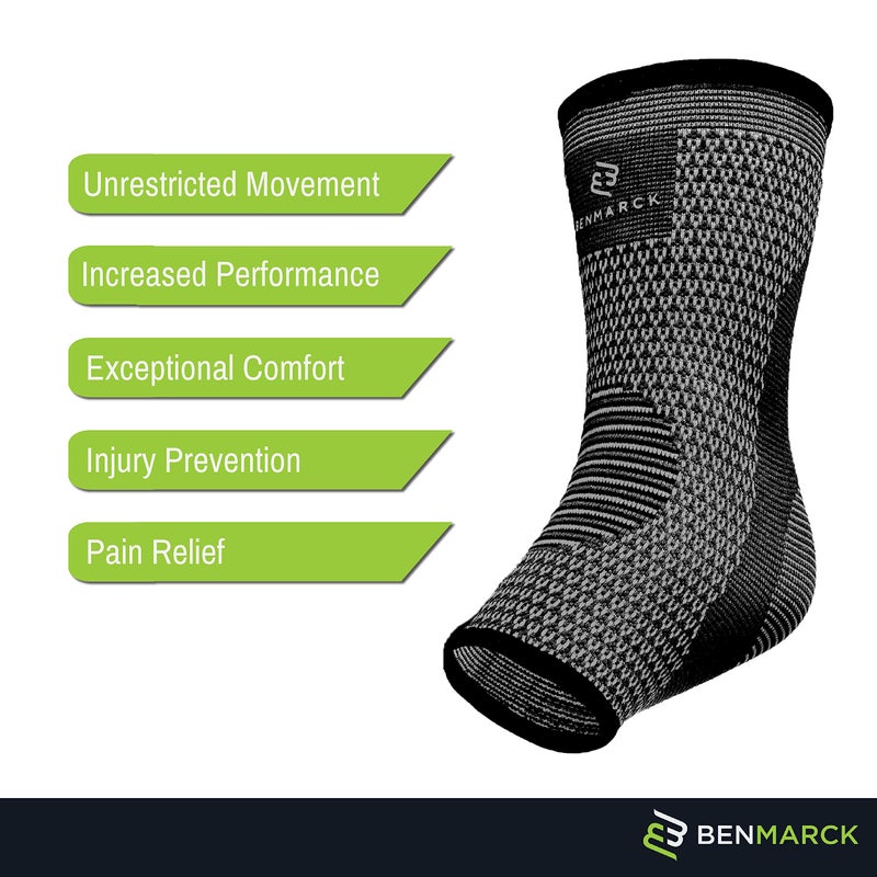 Benmarck Achilles Tendon Support Brace, Plantar Fasciitis Sock, Ankle Compression Sleeve For Running, Tendonitis and Flat Feet Relief (Gray Black, Unisize) - Image 5