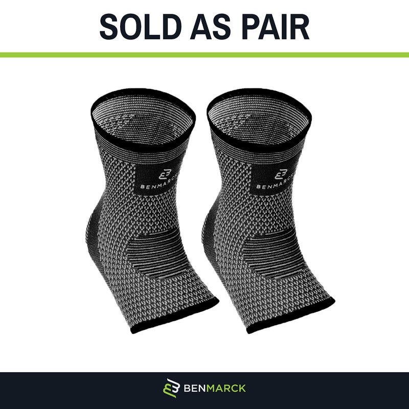 Benmarck Achilles Tendon Support Brace, Plantar Fasciitis Sock, Ankle Compression Sleeve For Running, Tendonitis and Flat Feet Relief (Gray Black, Unisize) - Image 3