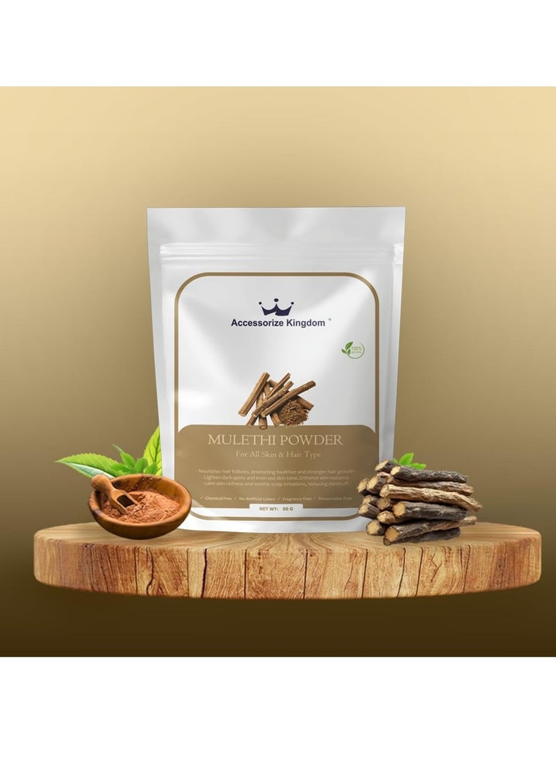 مملكة الإكسسوارات مسحوق الموليثي (٥٠ غرامًا) - طبيعي ونقي ١٠٠٪ | مناسب للبشرة والشعر | يُفتّح البشرة، يُقلّل من البقع الداكنة، ويُعزّز لونها الموحّد | يُقوّي الشعر، يُهدّئ فروة الرأس، ويُعزّز نموّه. - Image 3