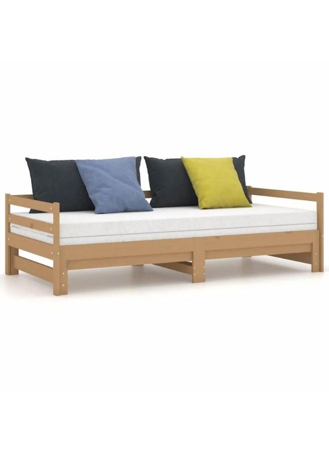 vidaxl vidaXL Pull-out Day Bed Honey Brown Solid Pinewood 2x  - Image 2