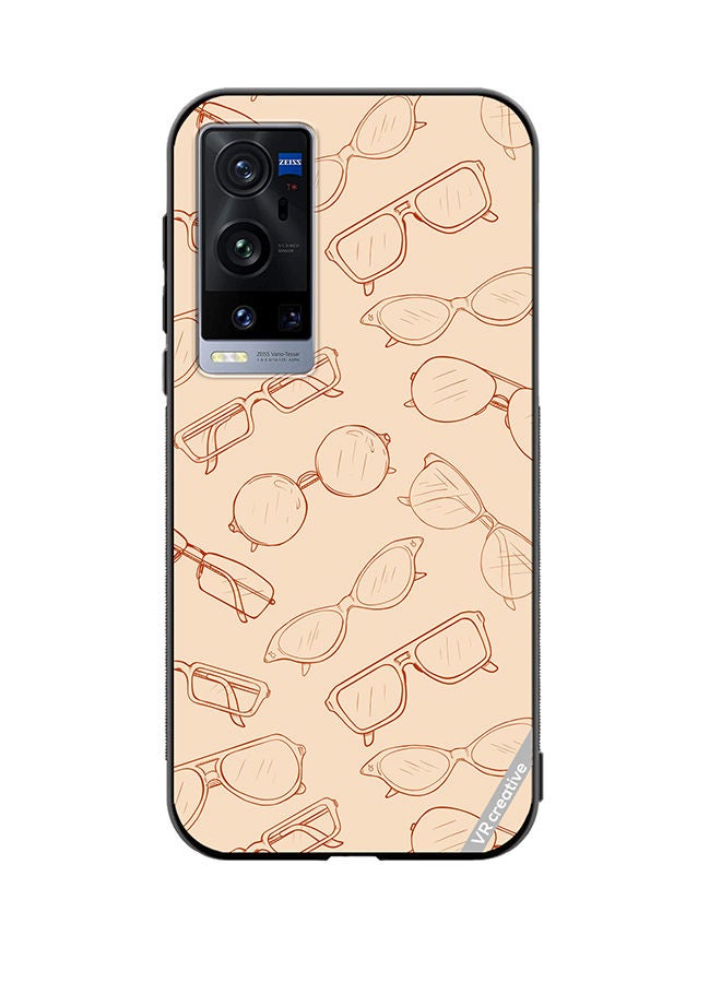 VR CREATIVE Protective Case Cover For Vivo X60 Pro Plus Sketch Eyeglasses Design Multicolour - Image 1