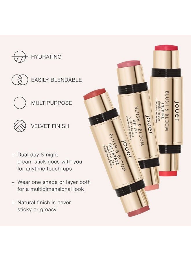 Jouer Blush & Bloom Cheek + Lip Duo - Hydrating Cream Blush Stick for Lip and Cheek Tint - Moisturizing Rose Hip and Squalane Oil Formula, Inspire - Image 2