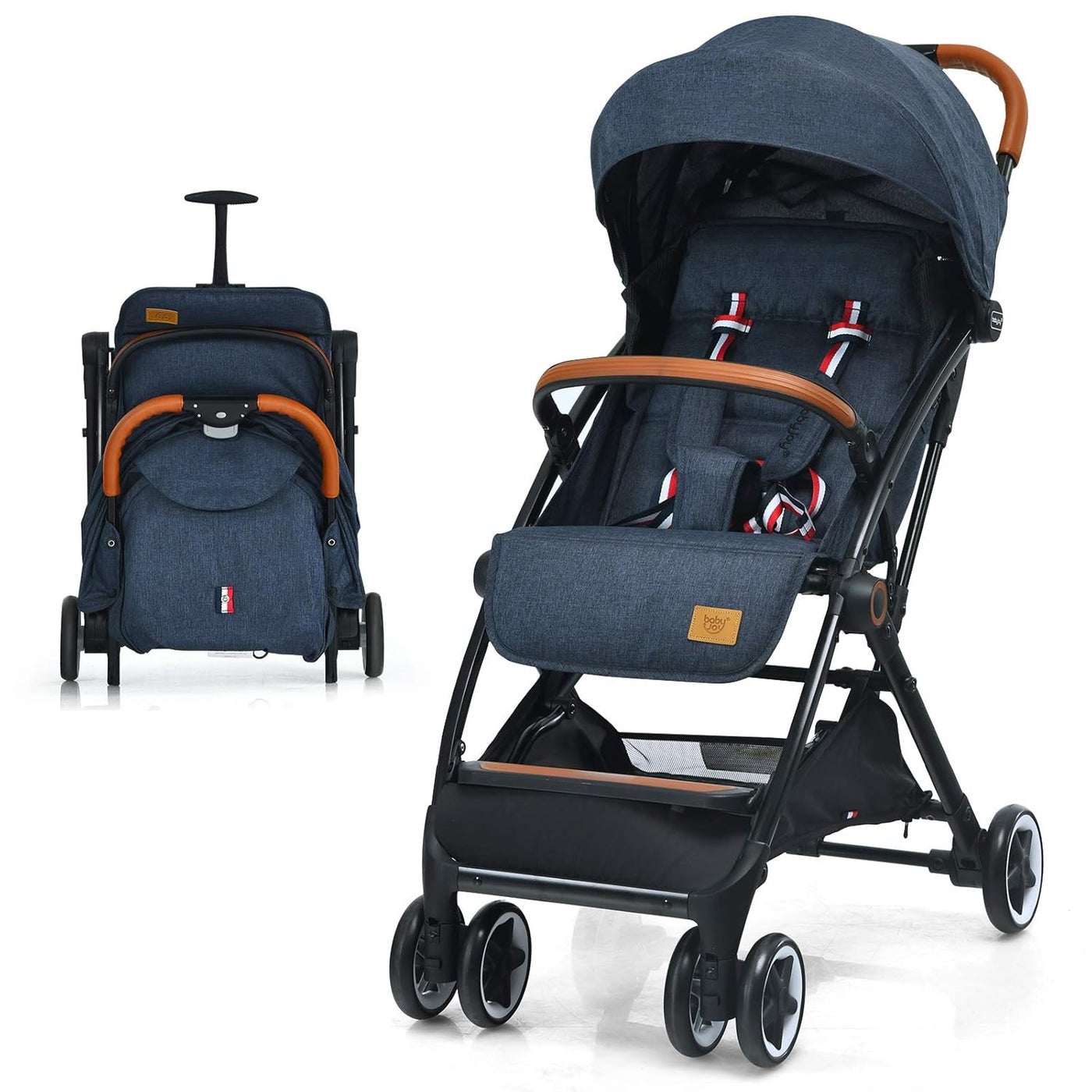 BABY JOY Lightweight Baby Stroller Compact Toddler Travel Stroller for Airplane Infant Stroller w 5Point Harness Adjustable BackrestFootrestCanopy Storage Basket Easy OneHand Fold Blue