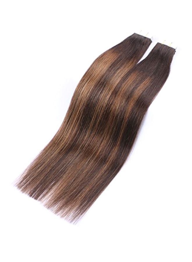 NIBEMINENT 20-Piece Straight And Long Hair Extension Set Brown/Gold Brown 20inch  - Image 1