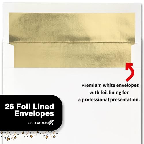 CEO Cards New Years Cards for Business & Family (Golden Bubbles) Greeting Card Set Pack of 25 Happy New Year Cards with Envelopes for 2026 (5x7 inch - A7) Great for Office, Work, Employees & Clients N1604 - Image 5