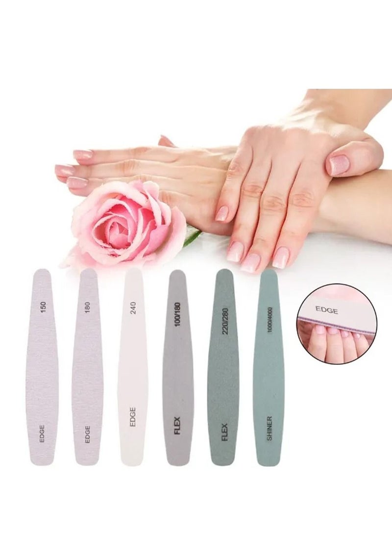 Nail File Set 6 PCS Nail Polishing Files Buffer Blocks Cleaning Brush Kit Manicure Pedicure Tools Set Sanding Nail File - Image 2