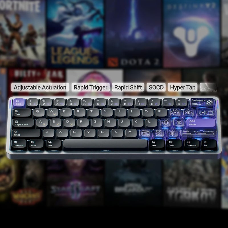 nuphy Air60 HE Wired Magnetic Gaming Keyboard,61 Keys Rapid Trigger,60% Compact,Actuation Point Adjustable, 8K Hz Polling Rate,Hall Effect Keyboard Low-Profile Magnetic Jade Switch - Image 5