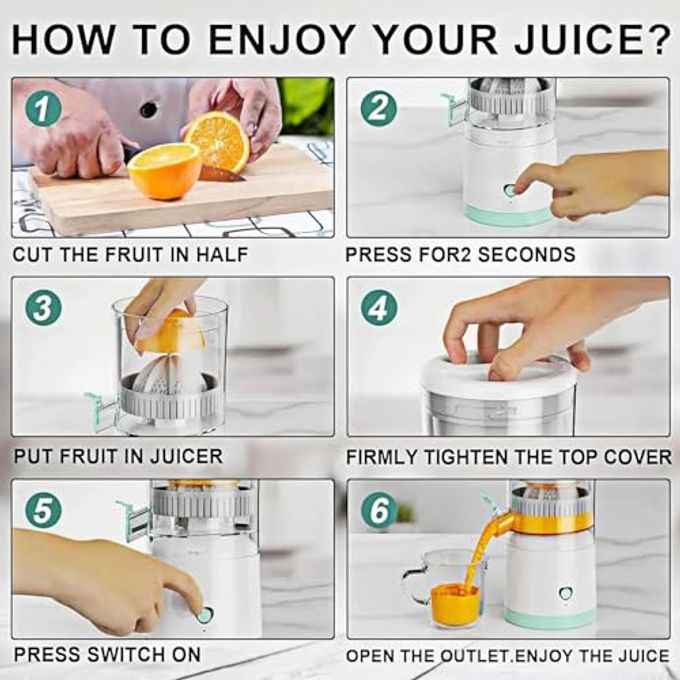 Drumstone (  ) Portable Electric Citrus Juicer  USB Rechargeable, 45W Compact Press with Lockable Spout for Fresh Orange, Lemon & Lime Juice, Easy to Clean - Image 2