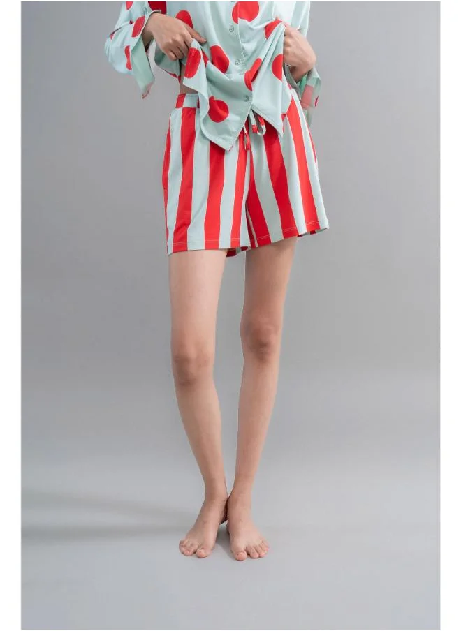 نسيسير Aqua-Red Stripe Supima Shorts