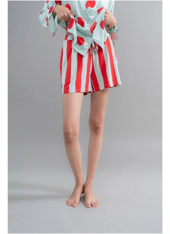NeceSera Aqua Red Stripe Supima Shorts