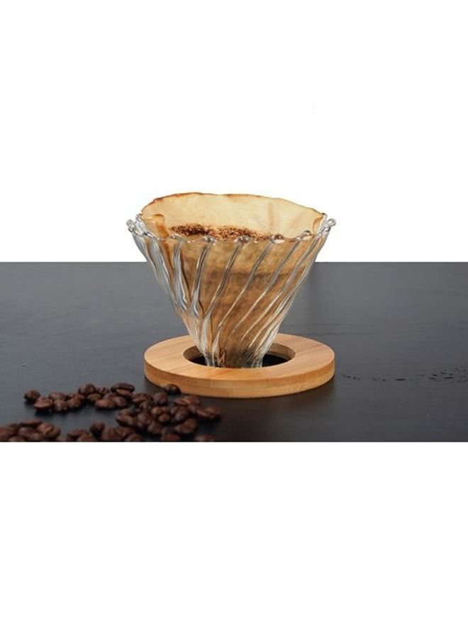 XiuWoo Glass Coffee Drip Filter With  Wooden Base Clear  500ml - Image 2