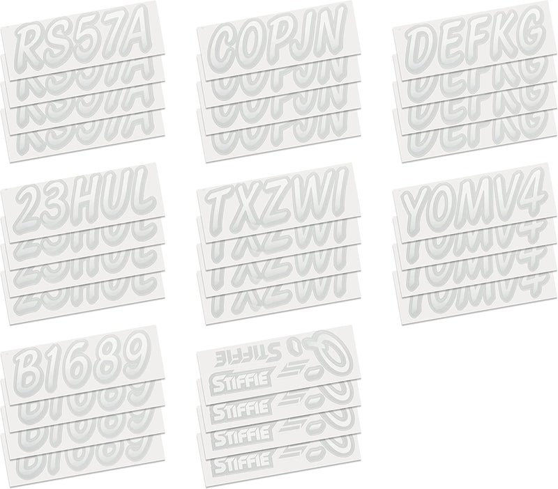 Stiffie Whipline White/Silver 3" Boat & PWC Registration Decals • Numbers Letters Stickers - Image 4