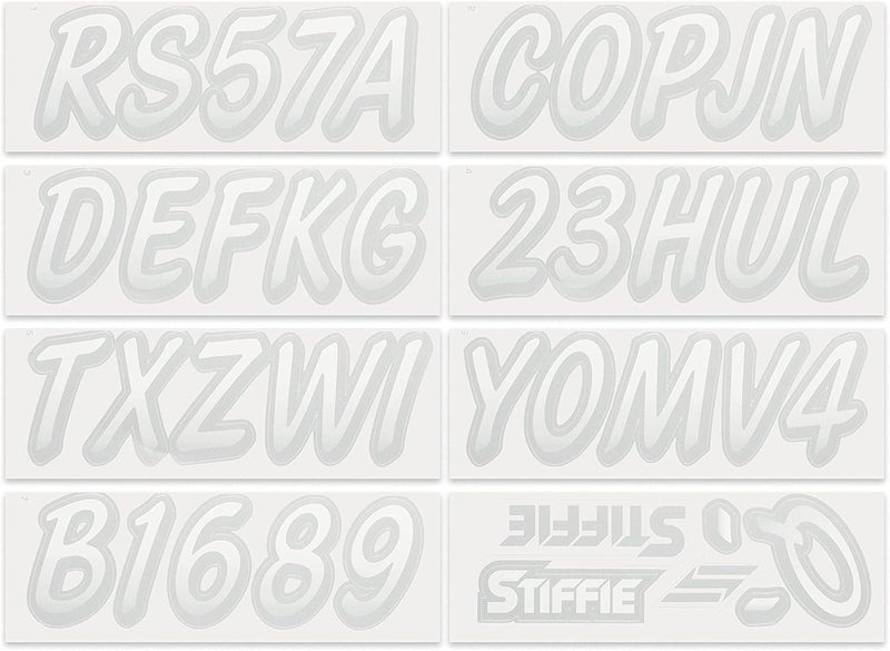 Stiffie Whipline White/Silver 3" Boat & PWC Registration Decals • Numbers Letters Stickers - Image 3