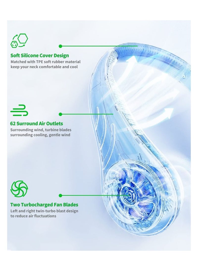 واي آند دي Neck Fan Portable Bladeless Ideal for Personal 3 Speed Cools Quietly Adjustable Angle, Hands-Free Outdoor and Indoor Use Rechargeable 62 Wraparound Air Outlets - Image 2