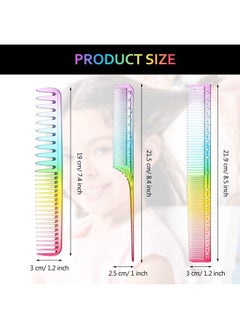 Patelai 3 Pieces Fine Cutting Comb Salon Hairdressing Comb Rat Tail Comb Fine Teeth Hair Comb Styling Comb Anti-Static Heat Resistant Hairdressing Comb for Back Combing, Root Teasing (Rainbow Color)  - Image 5