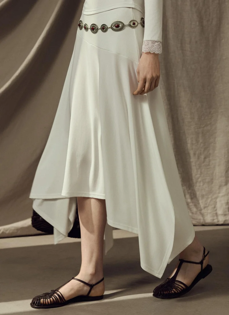Lichi  Jersey midi skirt with an asymmetrical hem for Women | Best Price UAE