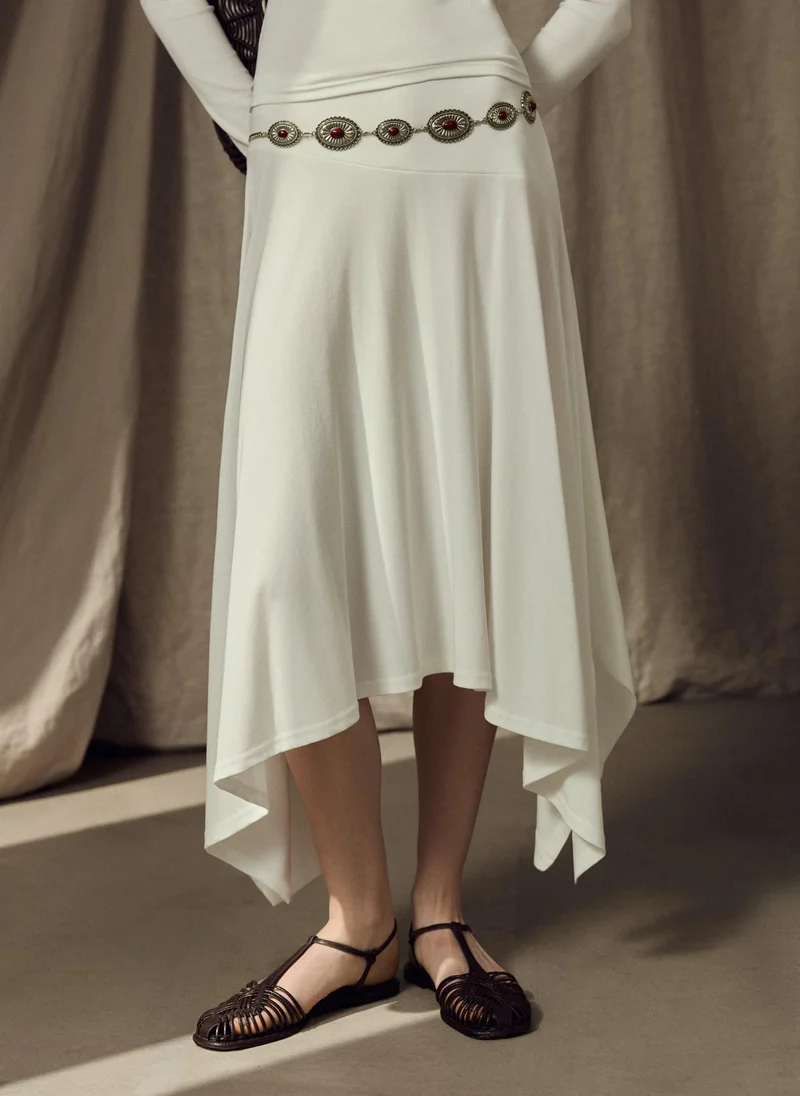 Lichi  Jersey midi skirt with an asymmetrical hem for Women | Best Price UAE