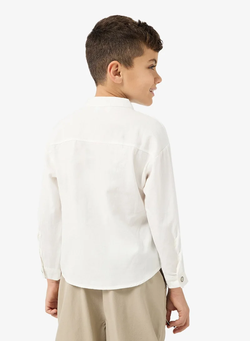 Pinata White Granded Collar Cotton Shirt