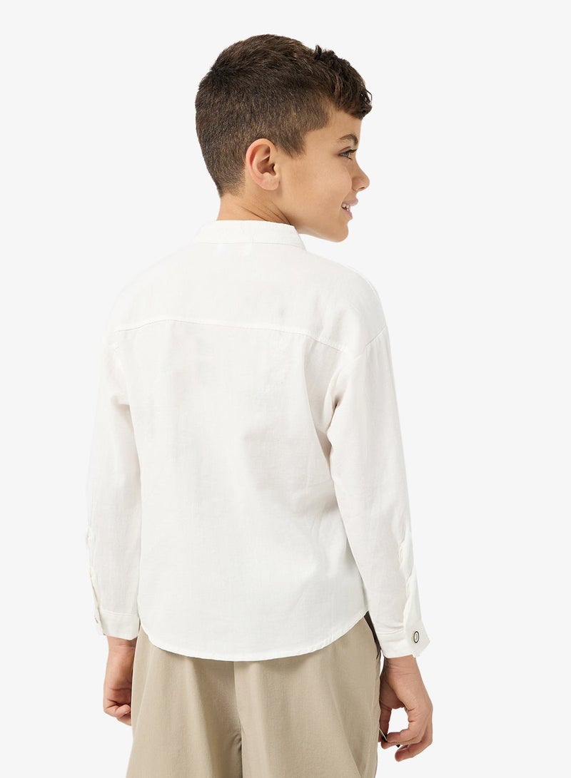 Pinata White Granded Collar Cotton Shirt - Image 2