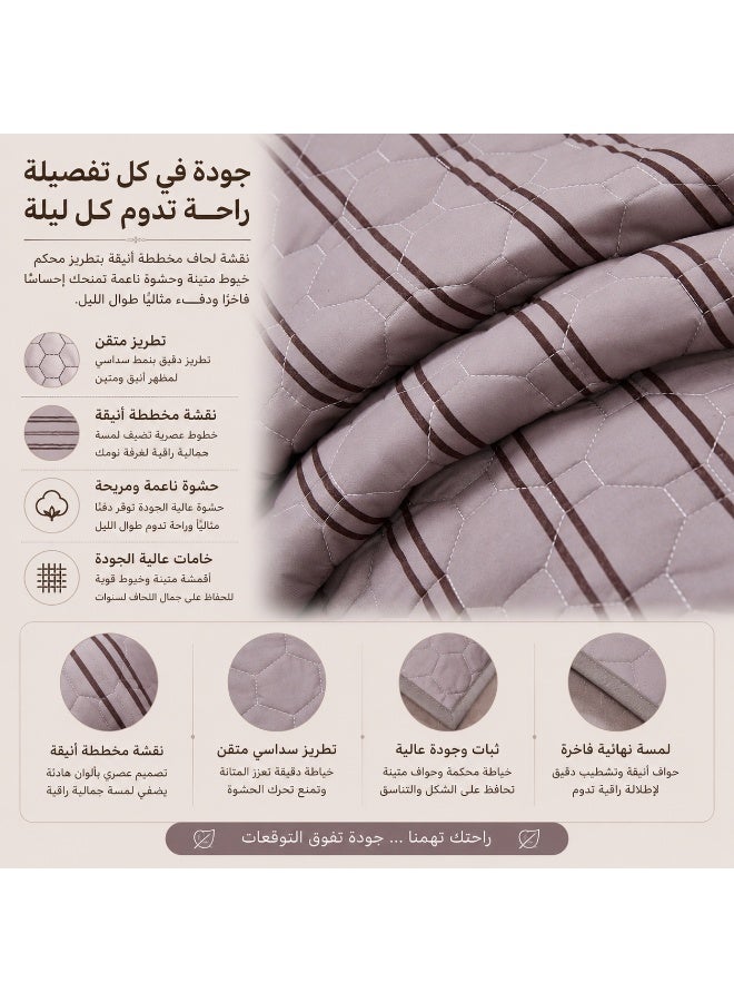 شايني فلاور طقم مفرش سرير مبطن بنقوش أنيق، 4/6 قطع، طقم لحاف ناعم ومريح بطبعات جميلة، تصميم بسيط وراقي لغرفة النوم - Image 3