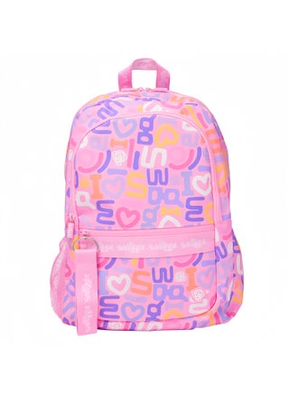 Big pink, purple and white letters