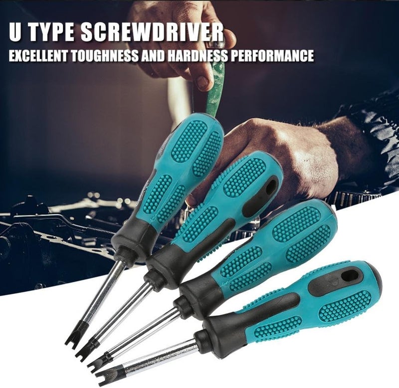 Magnetic Screw Set, 4pcs U Fork Type Screwdriver Magnetic Screw Driver CRV Multifunctional Hand Tool Screwdriver Set - Image 2