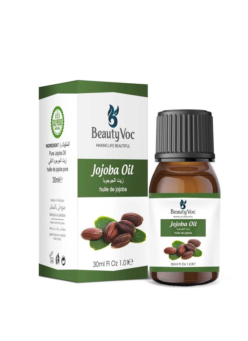 BEAUTY VOC Finest Jojoba Oi, Abundant in Vitamins, Antioxidants, and Fatty Acids Jojoba Oil Hydrates, Nourishes, and Harmonizes Skin, Elevate Hair Care too, for Softer, Silkier, and More Manageable Hair, 30ml  - Image 2