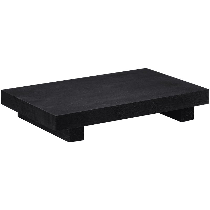 Nuogo Wood Riser Tray Soap, Stand Soap Tray for Kitchen Sink, Wood Pedestal for Kitchen Counter Sink Stand Decorative Rustic Bathroom Dishes for Plant Bottles Candles Display (Black, 12 x 7 Inch) - Image 1