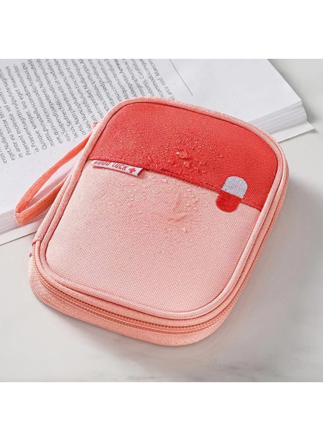 Portable Family Medicine Bag, Mini First Aid Kit Bag, Waterproof Outdoor Travel Storage Pouch for Camping Hiking Daily Use (Small, Pink) - Image 4