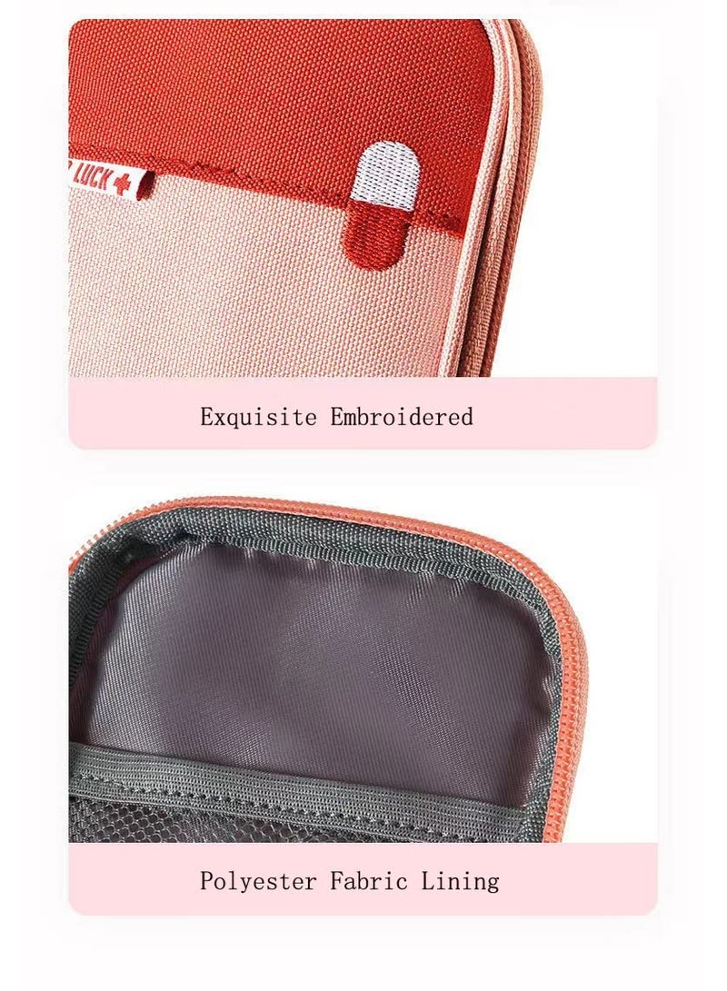 Portable Family Medicine Bag, Mini First Aid Kit Bag, Waterproof Outdoor Travel Storage Pouch for Camping Hiking Daily Use (Small, Pink) - Image 5