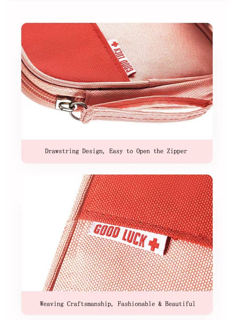 Portable Family Medicine Bag, Mini First Aid Kit Bag, Waterproof Outdoor Travel Storage Pouch for Camping Hiking Daily Use (Small, Pink) - Image 3
