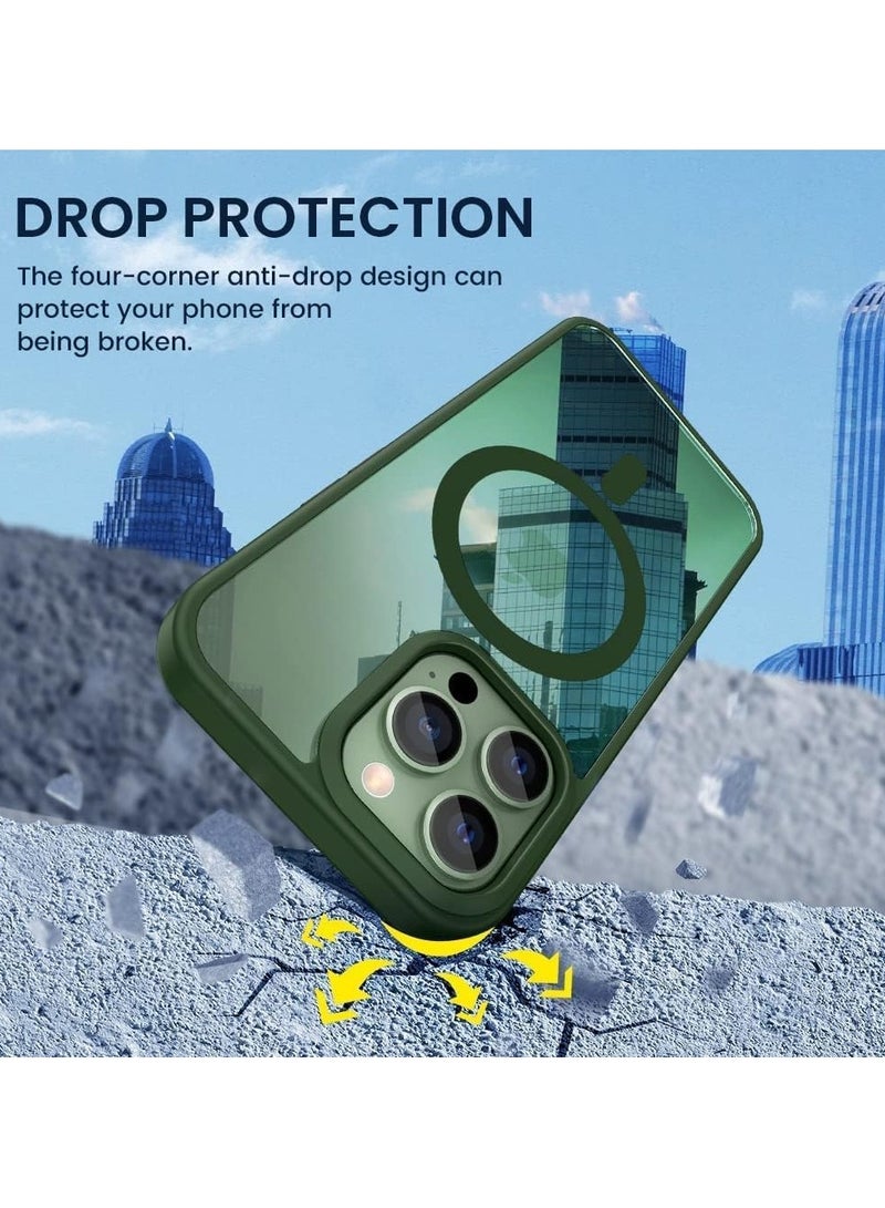 Denx Magnetic Case Compatible with iPhone 14 Pro Max 6.7 inches, Compatible with Magsafe, Translucent Clear Back Slim Shockproof (Dark Green) - Image 4