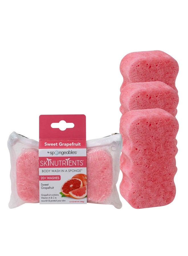 Spongeables Body Wash in a 20+ Wash Sponge, Sweet Grapefruit, 3 Count - Image 1