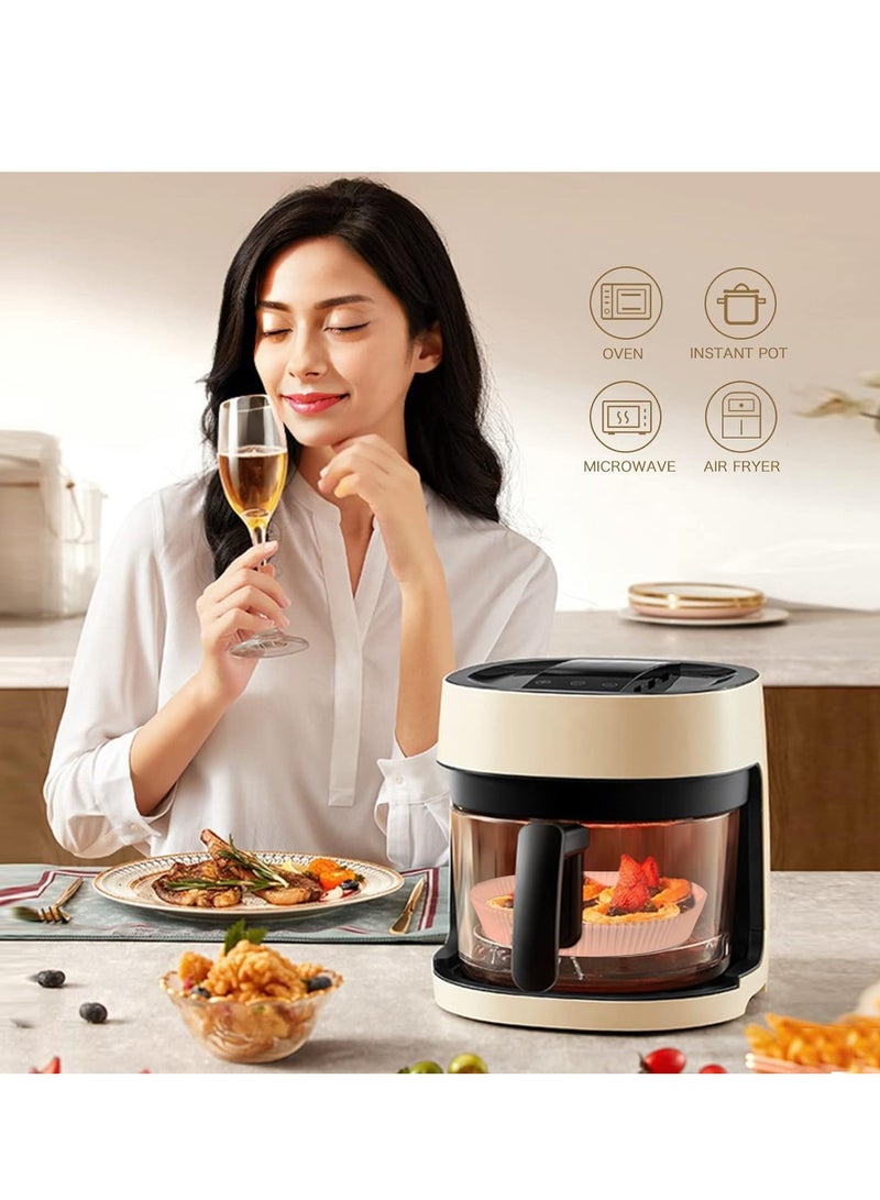 Meetion 100pcs Air Fryer Disposable Paper Liner, Air Fryer Liner Parchment Paper, Round Non-stick Oil-proof, Water-proof, Natural Food Grade Parchment for Baking Roasting Microwave Frying Pan(White, 7.8in) - Image 4