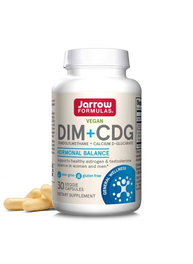 jarrow formulas ® DIM + CDG، مكمل غذائي، دعم إزالة السموم من الكبد لتنظيم الهرمونات الصحية والرفاهية العامة، 30 كبسولة نباتية، تكفي لمدة تصل إلى 30 يومًا - Image 1