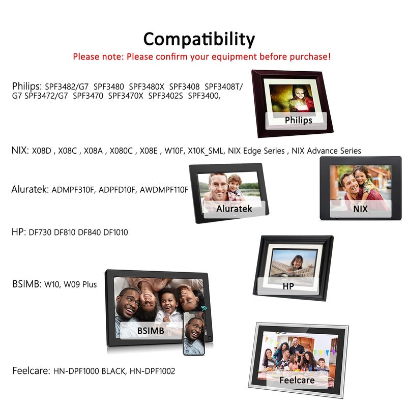 BOEEA Digital Picture Frame Power Cord Compatible with Philips,Skylight,HP,Aluratek, BSIMB Smart Digital Photo Frame, 5V AC/DC Power Adapter Charger (Not for 9V or 12V) - Image 5