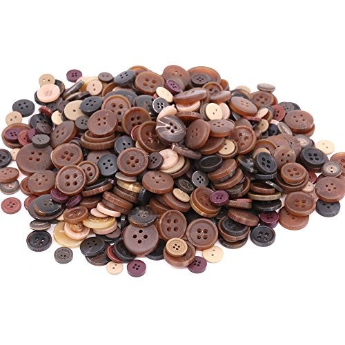 Swpeet 650 Pieces Assorted Sizes Resin Buttons 2 and 4 Holes Round Craft Buttons for Sewing DIY Crafts Manual Button Painting Brown - Image 3