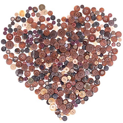Swpeet 650 Pieces Assorted Sizes Resin Buttons 2 and 4 Holes Round Craft Buttons for Sewing DIY Crafts Manual Button Painting Brown - Image 1