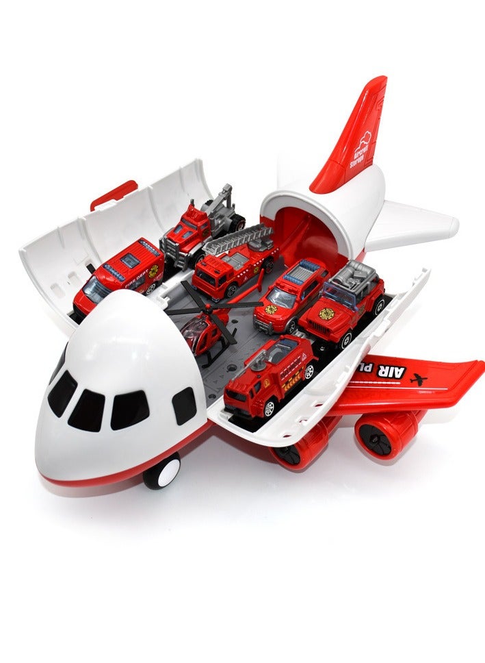 general 6 kids cars carry airplane passengers aircraft carrier children aviation cargo toys red _ 6 fire trucks - Image 1