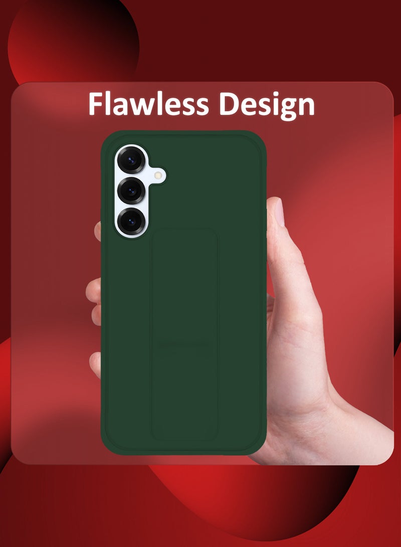 DUSALA Galaxy S25 Plus Case Silicone with Stand Function Shockproof and Anti Scratch Finger Grip Case Cover / Dark Dark Green-1 - Image 2